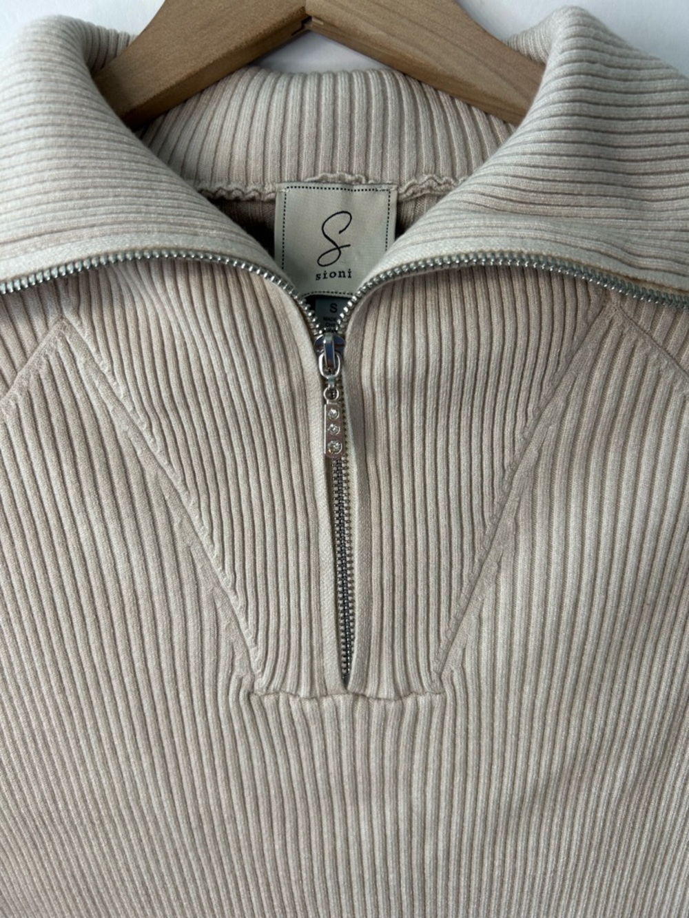 Sioni Women’s Ribbed Quarter Zip Sweater, Size Small - Picture 2 of 6